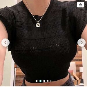 ZARA Women’s Knit Black Cropped Top Size L